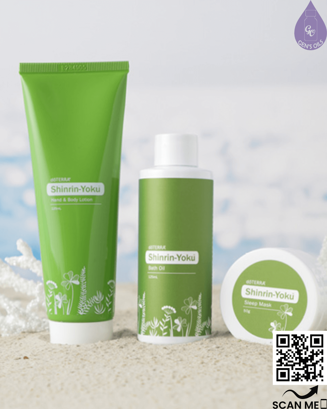 Return to Nature Bundle contains: Shinrin-Yoku Bath Oil; Shinrin-Yoku Hand & Body Lotion; Shinrin-Yoku Sleep Mask.