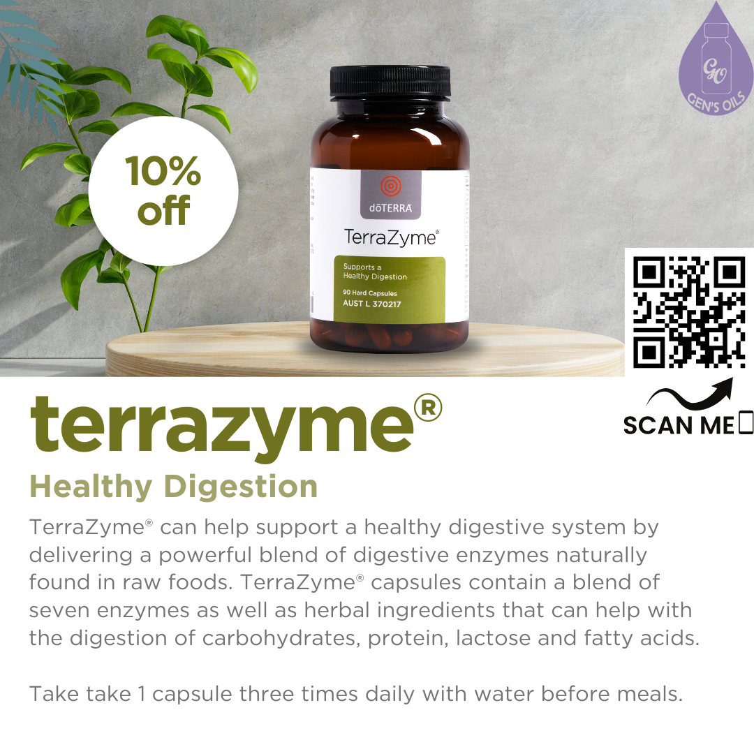 10% off TerraZyme Healthy Digestion. The QR code opens a link to purchase this product.
