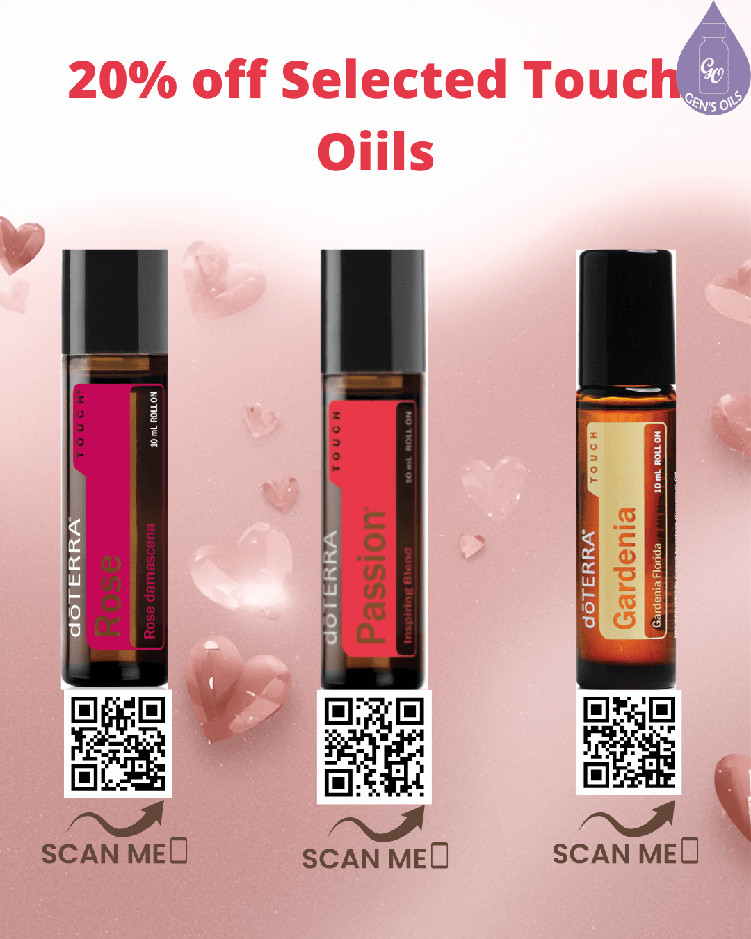 20% off selected Touch oils: Rose Touch, Passion Touch & Gardenia Touch