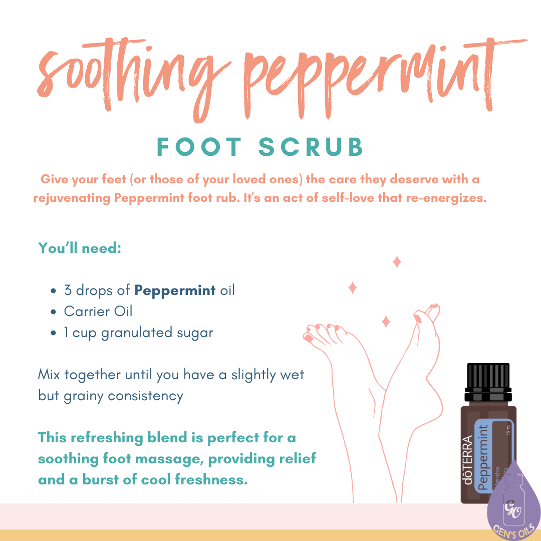 Soothing Peppermint Foot Rub recipe with a bottle of Peppermint Oil