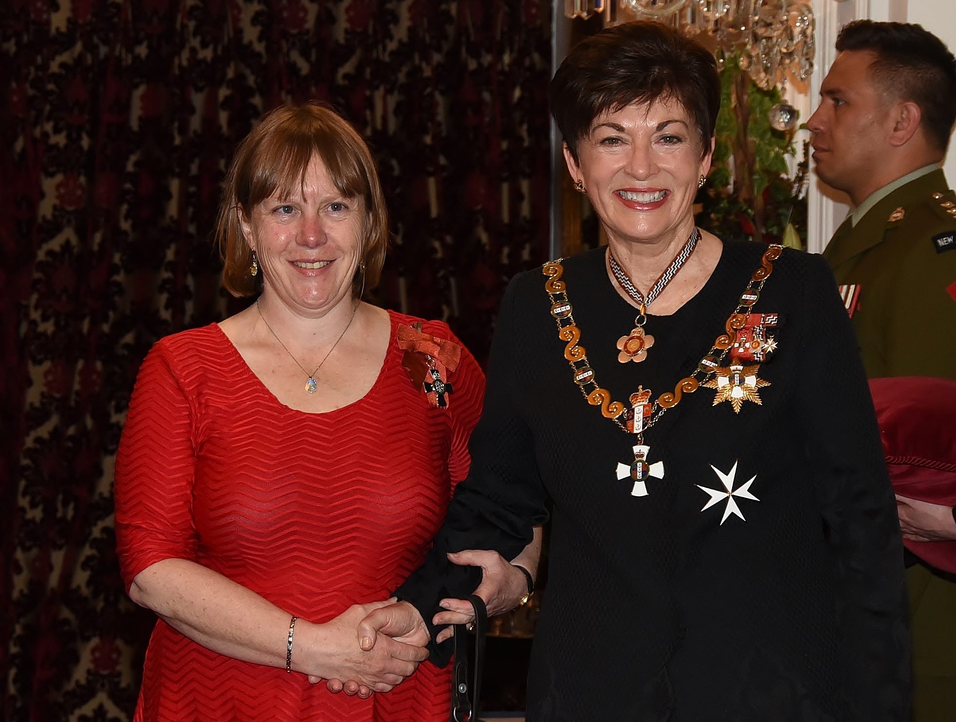 Standing with Governor-General Dame Patsy Reddy at Government House