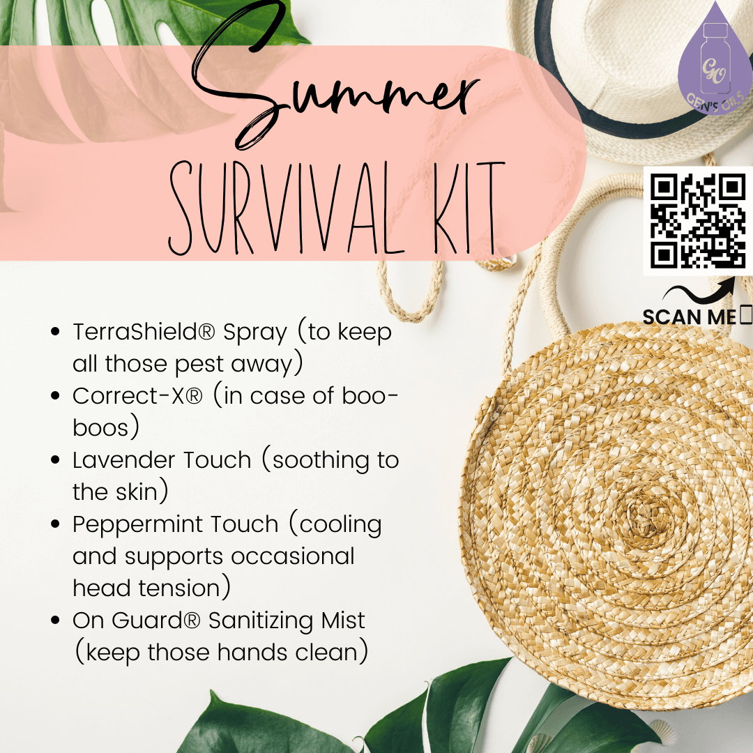 Summer survival kit list. The QR code opens a link to purchase these items.