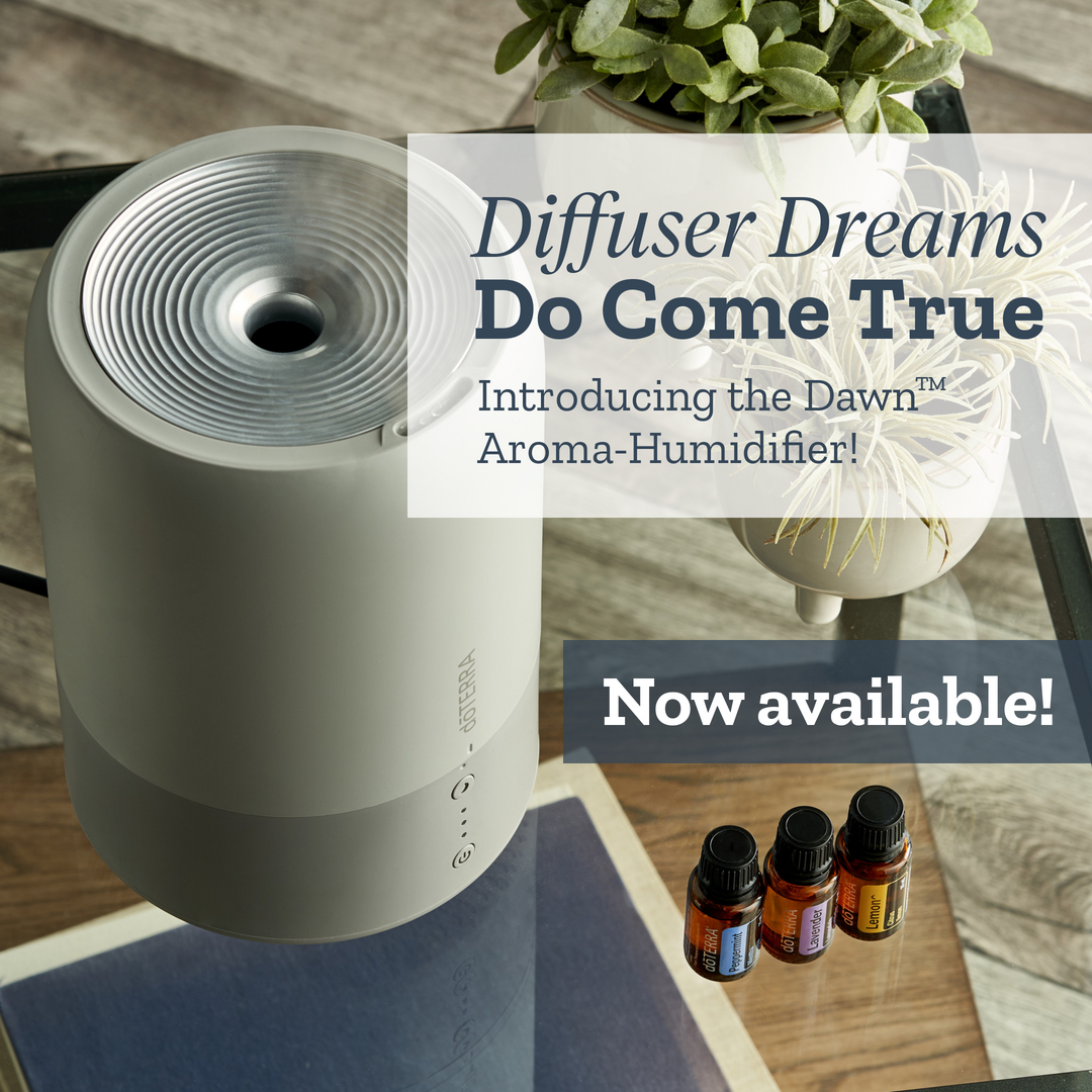 Dawn Aroma-Humidifier Diffuser with Breathe and On Guard 15 ml Oils