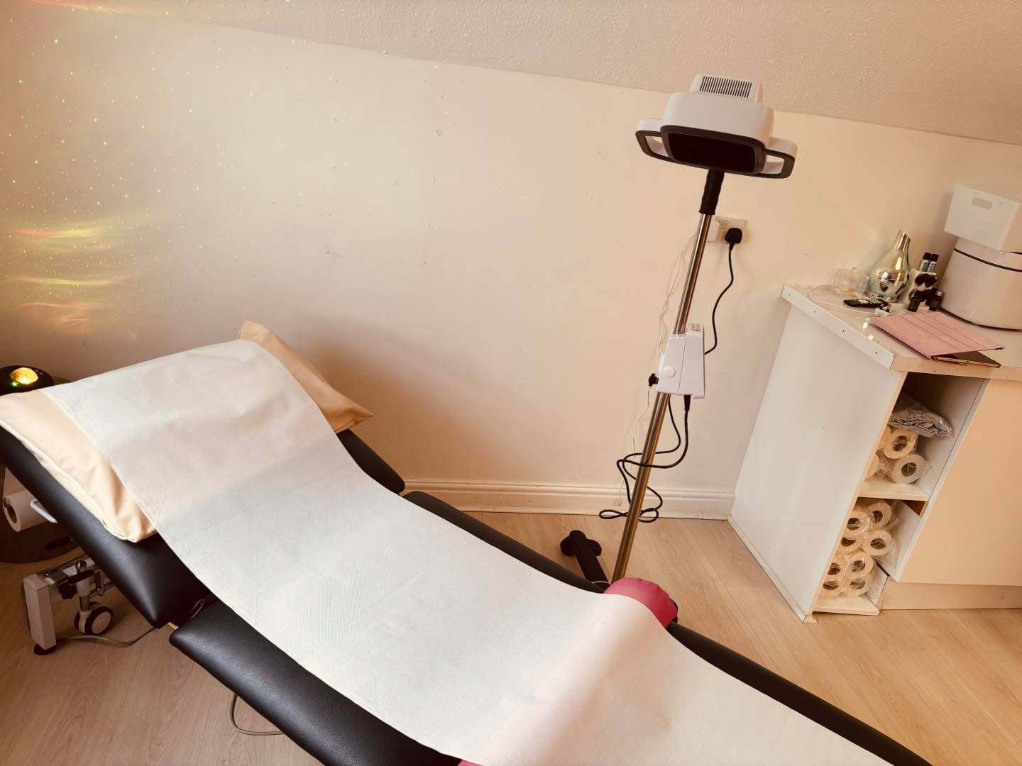 Treatment room at Deanna Thomas Acupuncture and Wellbeing, Middlesbrough — soft natural light, calm atmosphere for fibromyalgia care