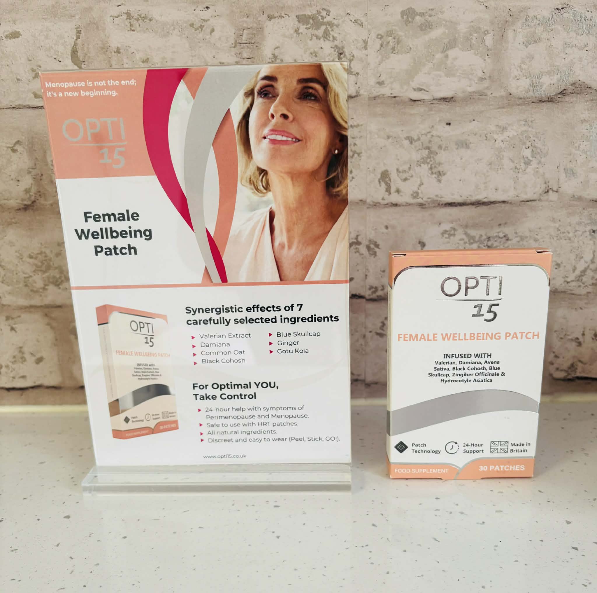 Opti15 Female Wellbeing Patch stocked at Deanna Thomas Acupuncture clinic, Middlesbrough