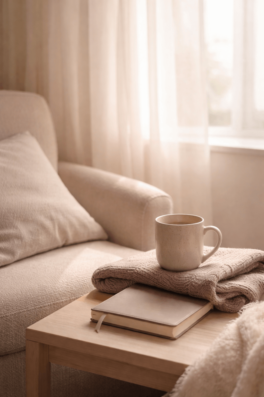 Calm home setting symbolising relief from migraines and headaches