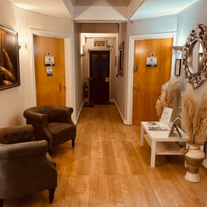 Calm acupuncture clinic environment designed to support relaxation and healing