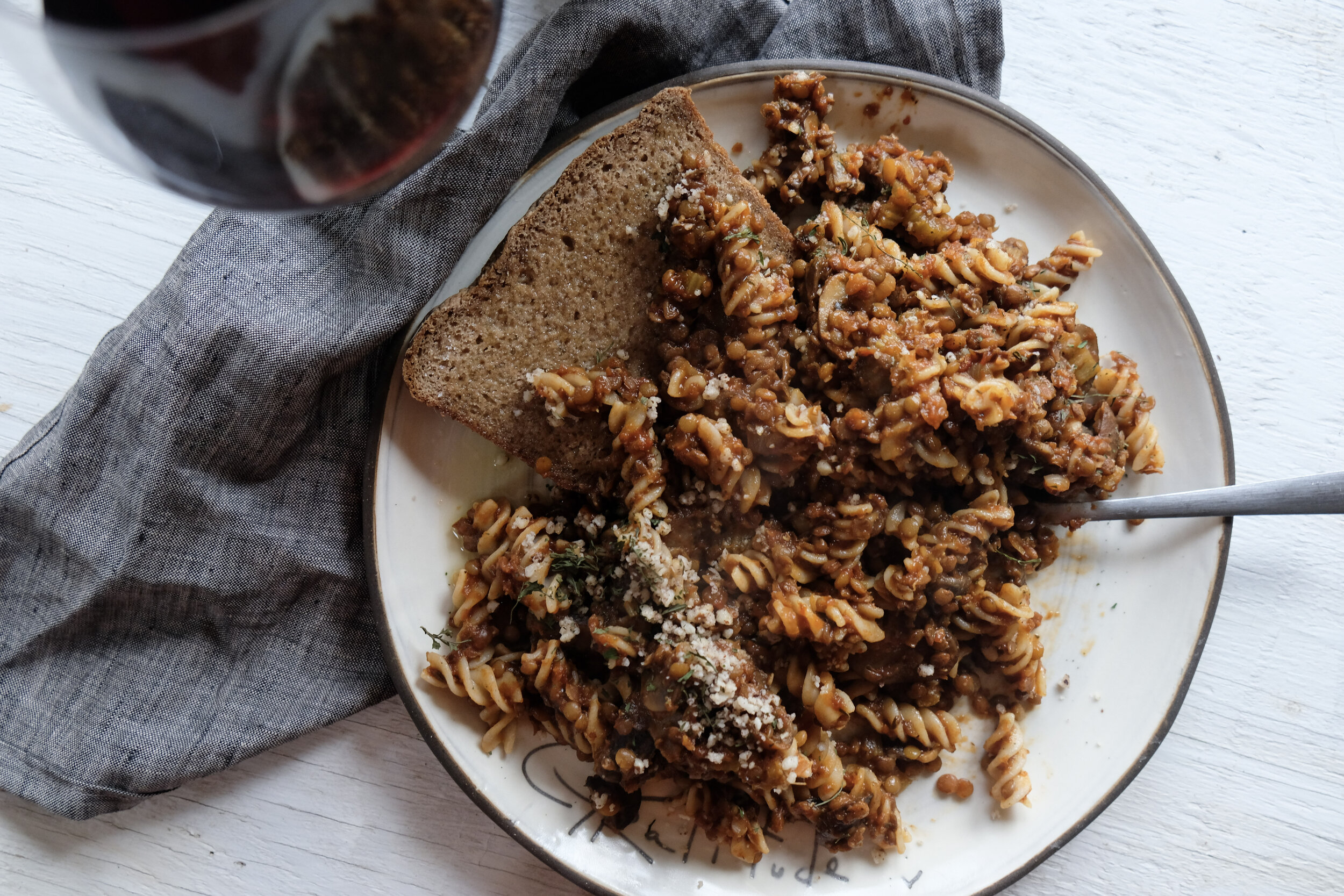 pictured served with red wine, of course, and a beautiful linen napkin locally made in Brattleboro VT by Amsonia Made