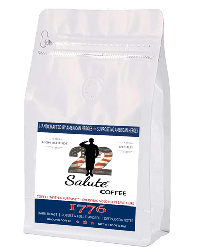 22 Salute Coffee 1776 Dark Blend, Dark Roast, Specialty Arabica Coffee, 12oz bag, Ground - Monthly Coffee Subscription