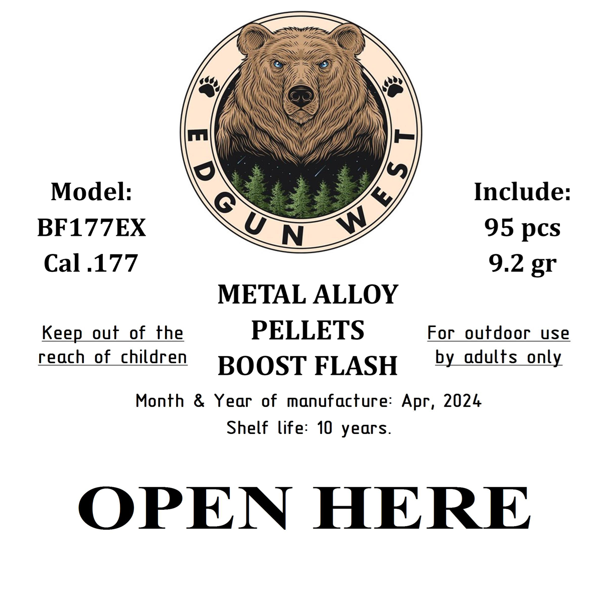 Edgun West .177 Caliber  Exploding Pellets - 9.2 Grain Boost Flash Hollow Point