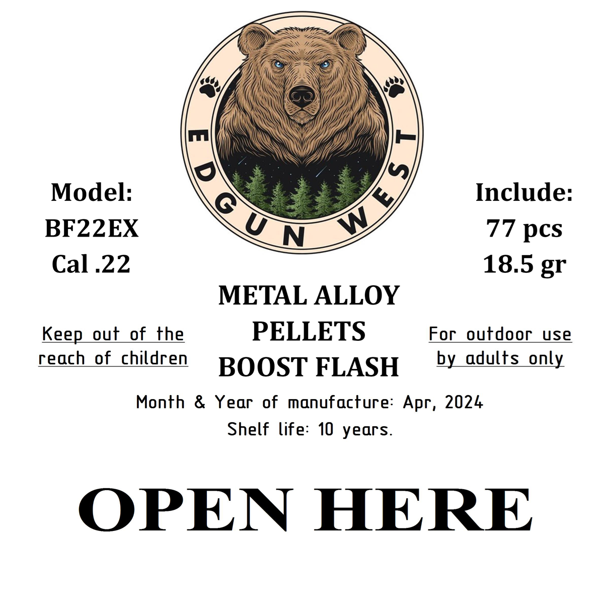Edgun West .22 Exploding Pellets Boost Flash Hollow Point 18.5 gr