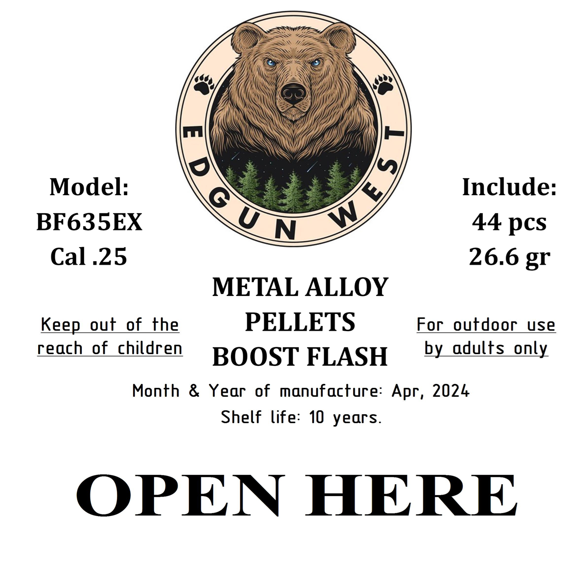 Edgun West 25 Cal Exploding Hollowpoint Boost Flash 26.6 gr