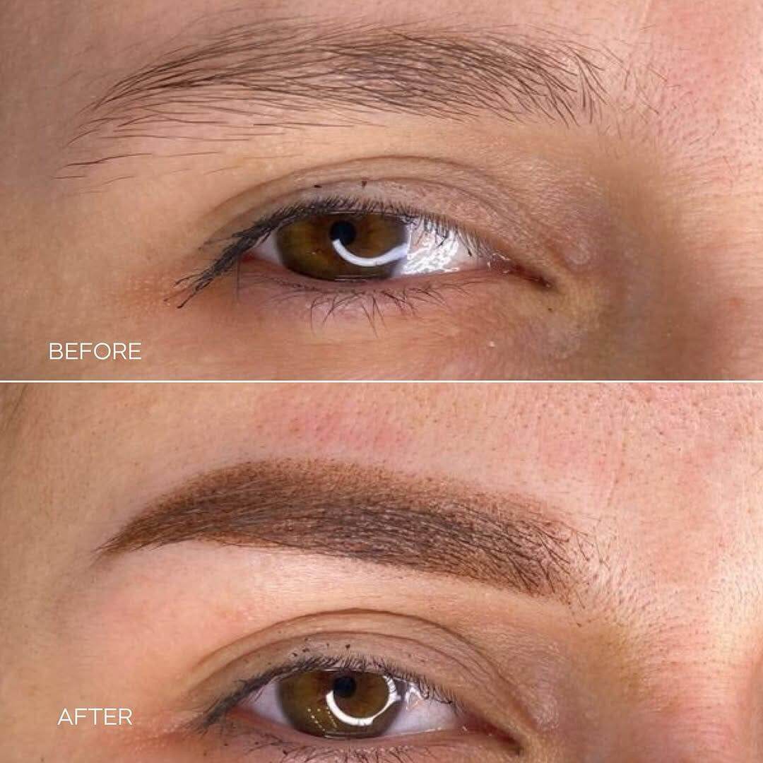 Brow Tattoo Middlesbrough – Before and After – Semi-permanent brow shading and definition, restoring balance and symmetry at Helena Aesthetics.